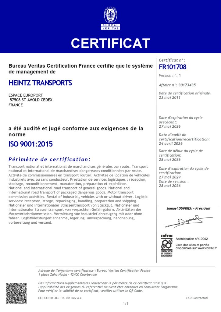 Re certification ISO 9001